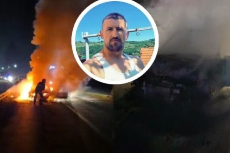 HAOS NA MAGISTRALI: Mercedes pobjegao s mjesta nesreće, Audi potpuno izgorio tokom šlepanja