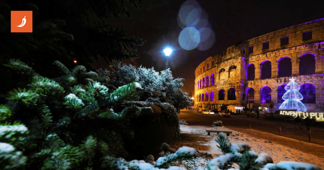 FOTO Snijeg prekrio Pulu, noćni prizori su posebni