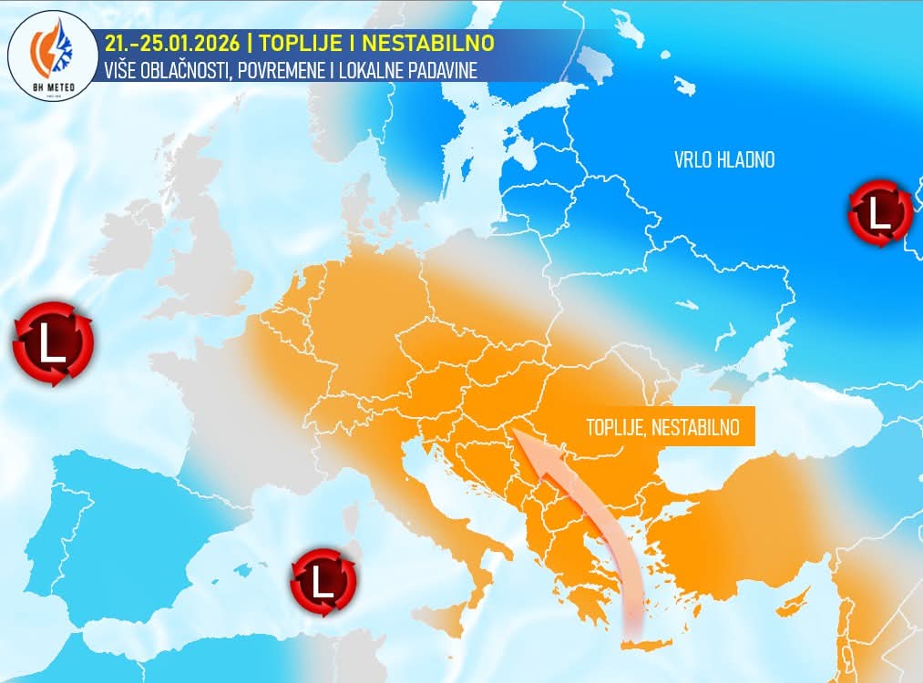 BHMeteo: Jutarnji minusi do -15°C, potom stiže toplije i nestabilno vrijeme