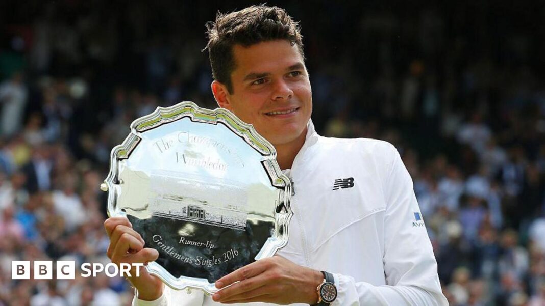 Miloš Raonić: Bivši finalista Vimbldona povukao se iz tenisa sa 35 godina Milos Raonic hols the 2016 Wimbledon runners-up plate