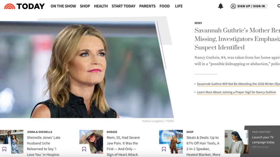 Kako emisija ‘Danas’ pokriva sumnju u otmicu majke Savannah Guthrie