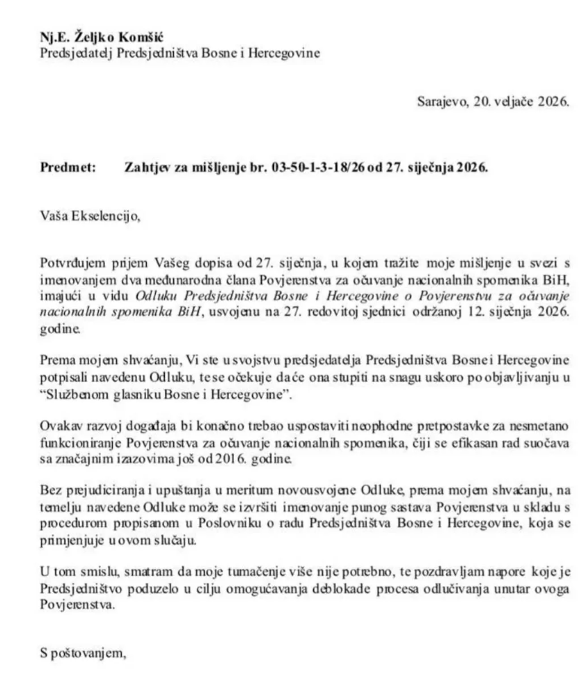 Komisiji za očuvanje nacionalnih spomenika istekao mandat, Schmidt ne želi dati tumačenje, kako će se birati novi članovi? – Istraga .ba