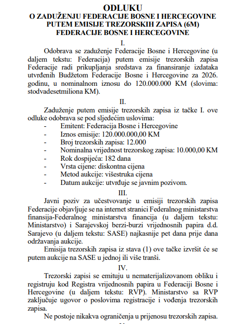 Putem emisije trezorskih zapisa: Federacija BiH se zadužuje za dodatnih 400 miliona KM – Istraga .ba