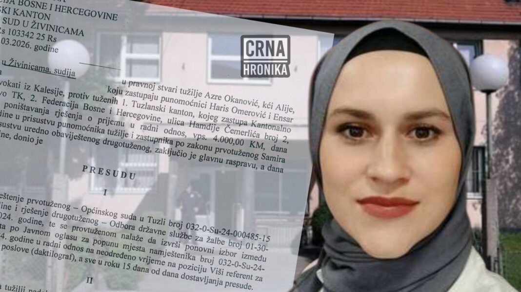 Azra iz Živinica nije dobila posao na Sudu jer nosi hidžab Azra iz Živinica nije dobila posao na Sudu jer nosi hidžab