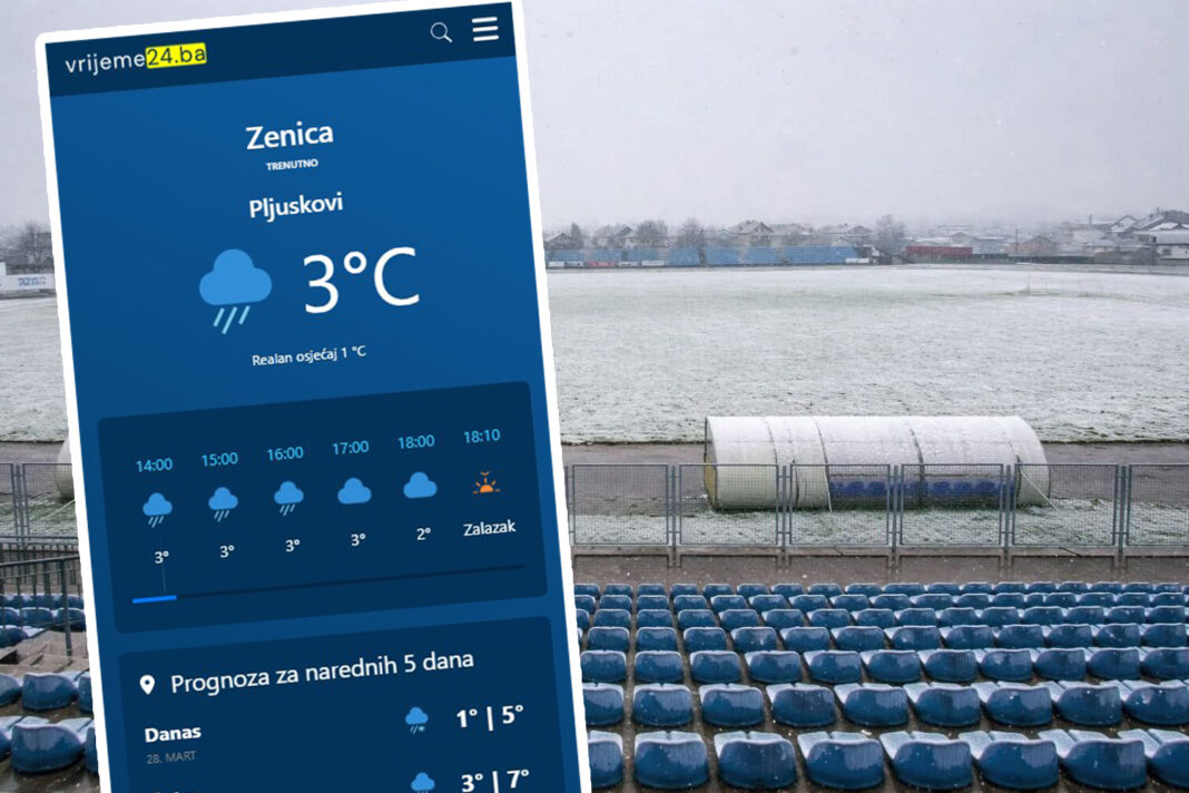 Dva dana pred Italiju zbog snijega odgođena utakmica u blizini Zenice Dva dana pred Italiju zbog snijega odgođena utakmica u blizini Zenice