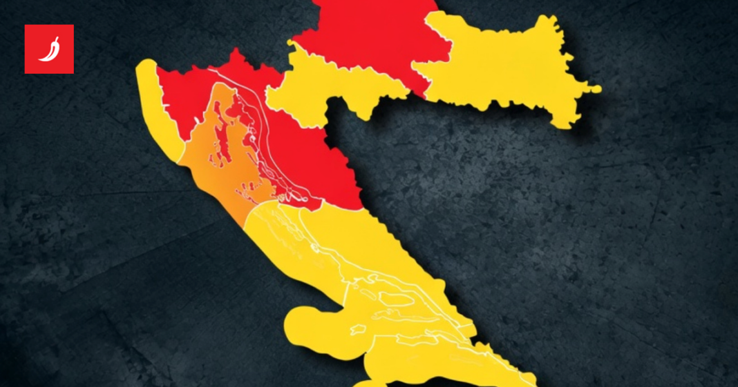 Izdano crveno upozorenje za tri velike hrvatske regije Izdano crveno upozorenje za tri velike hrvatske regije