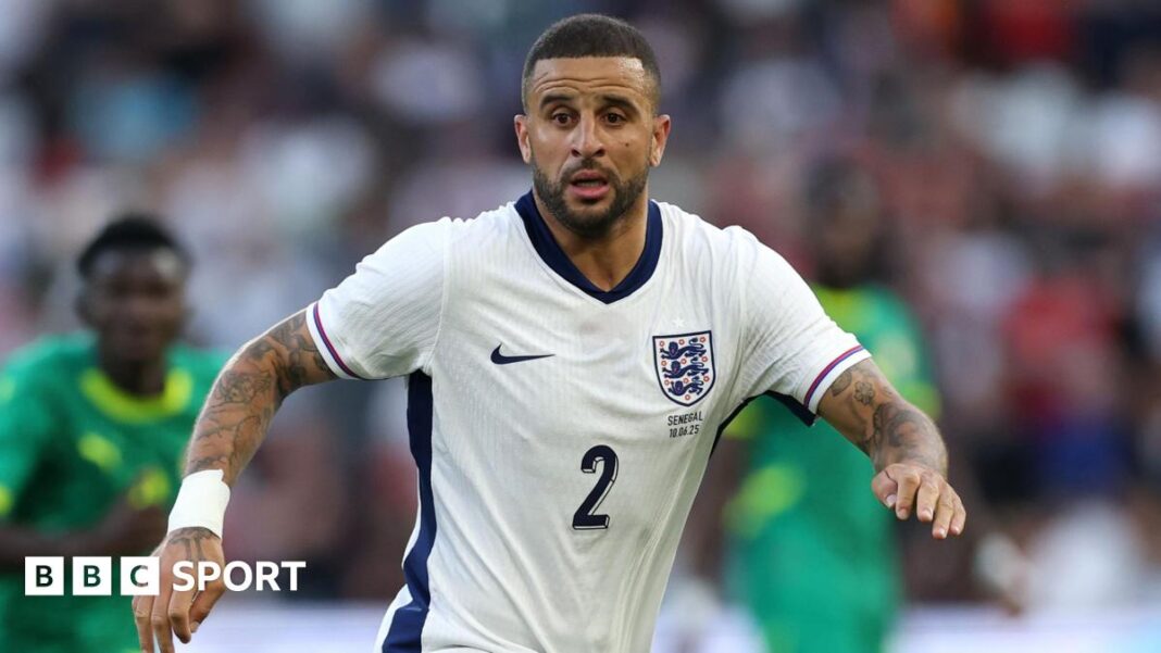 Kyle Walker: Defanzivac Burnleya se povukao iz međunarodnog fudbala nakon što je osvojio 96 utakmica za Englesku Kyle Walker in action for England against Senegal in June 2025