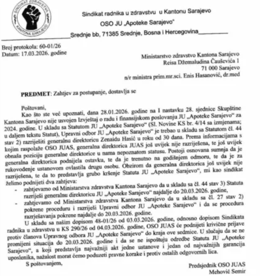 Političko-familijarni odnosi iznad Statuta: Nikšić i dio NIP-a zaustavili smjenu direktorice Apoteke Sarajevo Zenaide Hasić? – Istraga .ba Političko-familijarni odnosi iznad Statuta: Nikšić i dio NIP-a zaustavili smjenu direktorice Apoteke Sarajevo Zenaide Hasić? - Istraga .ba