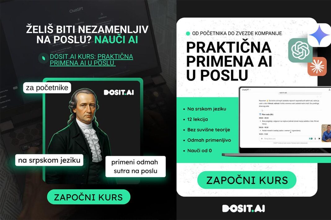 AI NOVITET OSVAJA LJUDE U SRBIJI: Domaća platforma uči kako da uz AI radite brže i lakše nego ikad, prepoloviće vam posao AI NOVITET OSVAJA LJUDE U SRBIJI: Domaća platforma uči kako da uz AI radite brže i lakše nego ikad, prepoloviće vam posao