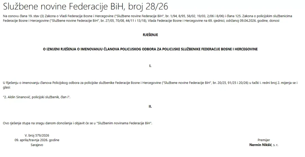 Dok POSKOK istražuje činovanja u FUP-u, Vlada FBiH u Policijski odbor imenovala Aldina Sinanovića! – Istraga .ba Dok POSKOK istražuje činovanja u FUP-u, Vlada FBiH u Policijski odbor imenovala Aldina Sinanovića! - Istraga .ba