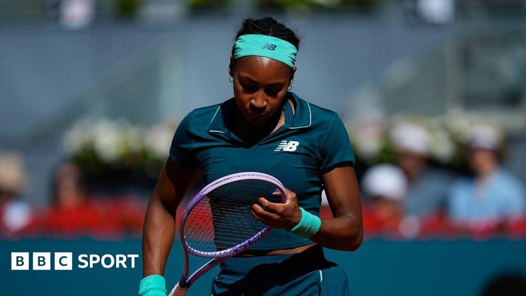 Madrid Open: Coco Gauff se bori protiv Sorane Cirstee uprkos stomačnom virusu Coco Gauff in action against Sorana Cirstea at the Madrid Open