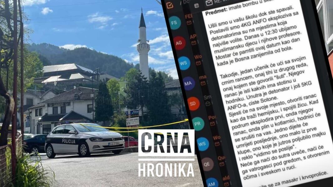 Objavljen sadržaj prijetećeg e-maila koji su jutros zaprimile škole u HNK: Policija istražuje slučaj Objavljen sadržaj prijetećeg e-maila koji su jutros zaprimile škole u HNK: Policija istražuje slučaj