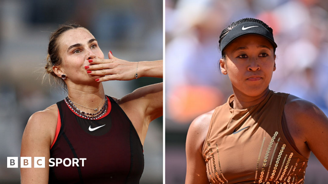 French Open 2026: Aryna Sabalenka protiv Naomi Osake biće prvi ženski noćni meč na turniru od 2023. A split picture of Aryna Sabalenka and Naomi Osaka