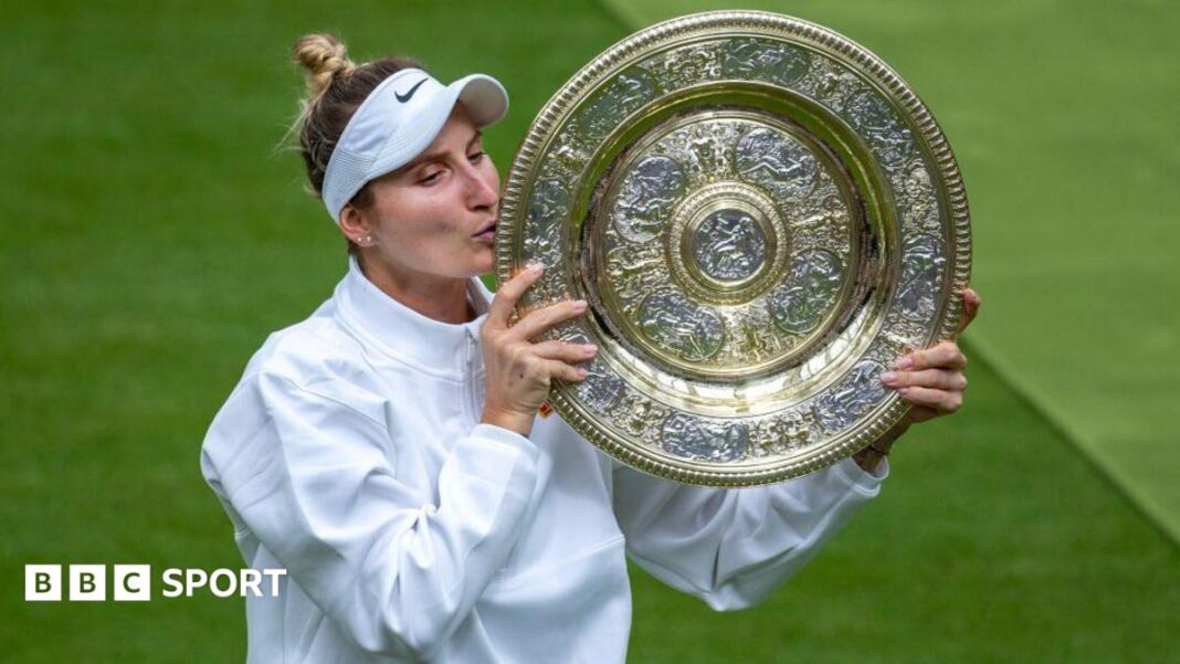 Marketa Vondrousova osuđena je na četiri godine zbog odbijanja antidoping testa prošle godine Marketa Vondrousova kisses the Venus Rosewater Dish at Wimbledon in 2023