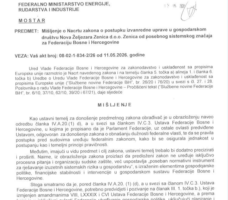 Ministar Lakić obmanuo parlamentarce: Vlada FBiH uputila u proceduru zakon o Željezari uprkos brojnim primjedbama Ureda za zakonodavstvo – Istraga .ba Ministar Lakić obmanuo parlamentarce: Vlada FBiH uputila u proceduru zakon o Željezari uprkos brojnim primjedbama Ureda za zakonodavstvo - Istraga .ba