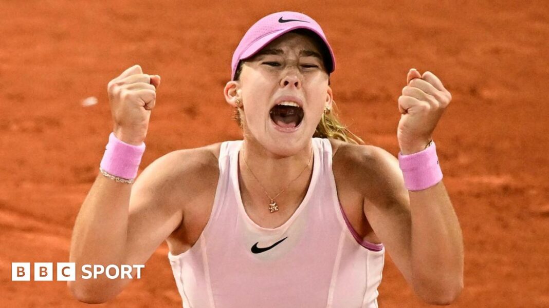 Rezultati French Opena 2026: Mirra Andreeva pobijedila Martu Kostyuk i stigla do prvog velikog finala Mirra Andreeva celebrates reaching the French Open final