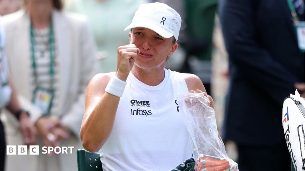 Rezultati Wimbledona 2026: Iga Swiatek pobijedio Taylora Townsenda u lošem početku odbrane titule Iga Swiatek celebrates victory at Wimbledon