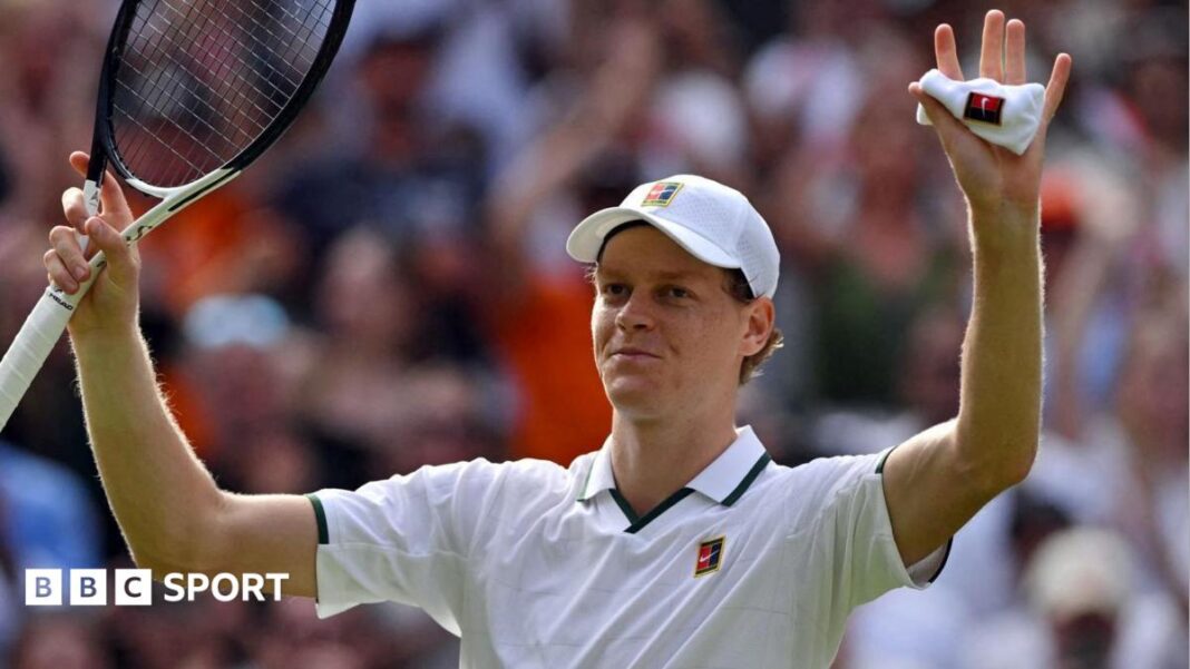 Rezultati Wimbledona 2026: Jannik Sinner preživio strah od pet setova protiv Miomira Kecmanovića Jannik Sinner celebrates coming through his first-round match against Miomir Kecmanovic