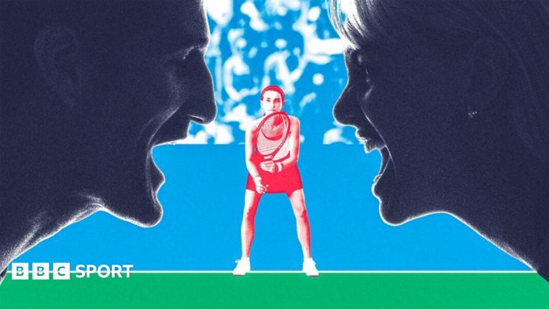 Wimbledon 2026: Kako ne biti teniski roditelj Graphic showing adults shouting at a young tennis player