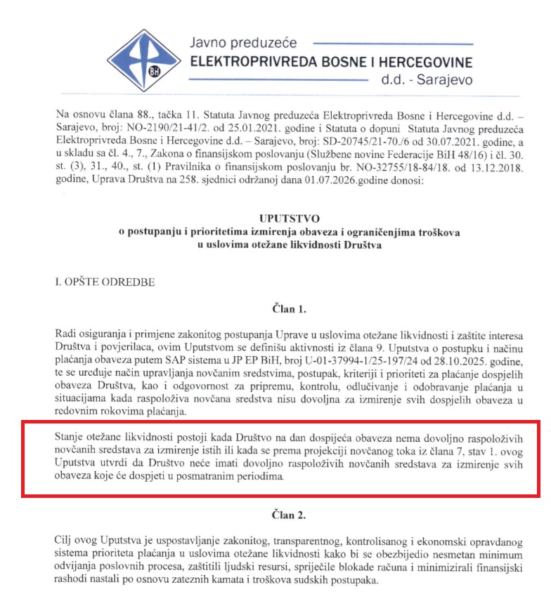Finansijski krah Elektroprivrede BiH: Uprava uvela krizni režim rada; nema dovoljno novca ni za dobavljače, poslovanje svedeno na minimum! – Istraga .ba Finansijski krah Elektroprivrede BiH: Uprava uvela krizni režim rada; nema dovoljno novca ni za dobavljače, poslovanje svedeno na minimum! - Istraga .ba