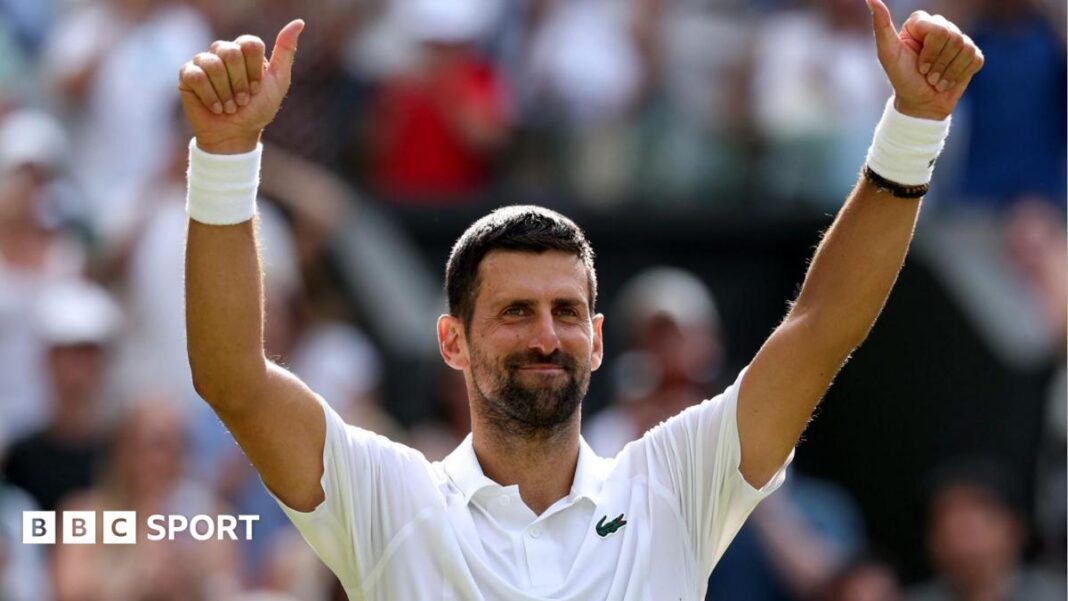 Rezultati Vimbldona 2026: Novak Đoković pobijedio Romana Safiulina i oborio rekord Rodžera Federera u pobjedama Novak Djokovic celebrates his victory over Roman Safiullin