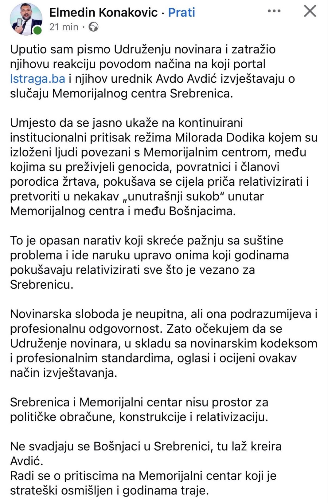 Ako laže ministar ne lažu stenogrami: Elmedin Konaković u martu 2023. godine javno podržao Hamdiju Fejzića koji je spisak saradnika Memorijanog centra dostavio MUP-u RS! – Istraga .ba Ako laže ministar ne lažu stenogrami: Elmedin Konaković u martu 2023. godine javno podržao Hamdiju Fejzića koji je spisak saradnika Memorijanog centra dostavio MUP-u RS! - Istraga .ba