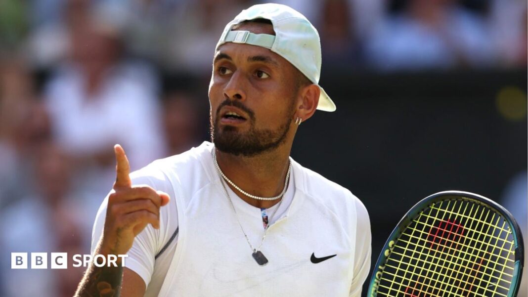 Nick Kyrgios: Karijera kontroverznog tenisera mogla bi biti gotova nakon pozitivnog testa na kokain Nick Kyrgios gestures after a point in the Wimbledon men