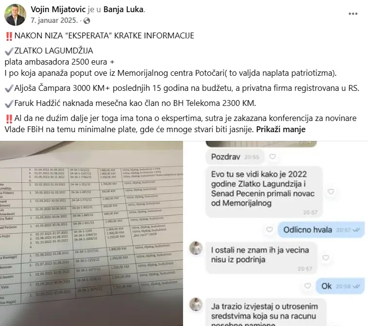Pozadina istrage o MC Srebrenica: Spisak sa 26 imena dostavljen MUP-u RS-a iz Memorijalnog centra; Hamdija Fejzić poslao Vojinu Mijatoviću interni dokument – Istraga .ba Pozadina istrage o MC Srebrenica: Spisak sa 26 imena dostavljen MUP-u RS-a iz Memorijalnog centra; Hamdija Fejzić poslao Vojinu Mijatoviću interni dokument - Istraga .ba