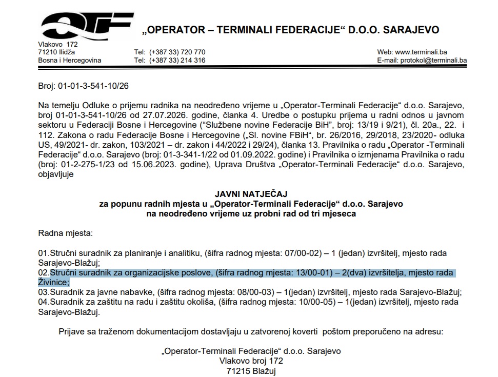Sindikalni vođa u “sukobu interesa”: Kćerka Sinana Husića u februaru zaposlena u Operatoru Terminala FBiH, sada joj se sprema ugovor na neodređeno Sindikalni vođa u "sukobu interesa": Kćerka Sinana Husića u februaru zaposlena u Operatoru Terminala FBiH, sada joj se sprema ugovor na neodređeno