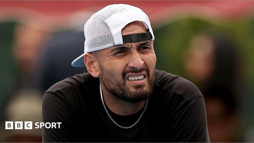 Zabrana Nicka Kyrgiosa zavisi od toga da li igrač može dokazati da je uzeo kokain van takmičenja Nick Kyrgios, wearing a baseball cap backwards, looks out while slightly squinting