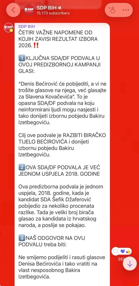 SDP dao instrukciju protiv Slavena Kovačevića: “Nije bitno ko je hrvatski član Predsjedništva BiH!” SDP dao instrukciju protiv Slavena Kovačevića: "Nije bitno ko je hrvatski član Predsjedništva BiH!"